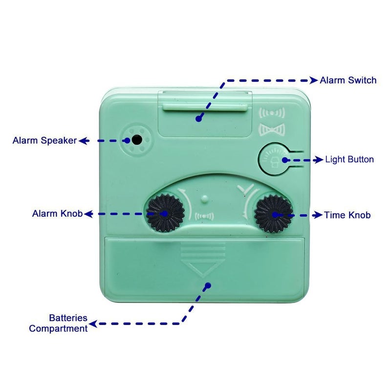Peakeep Ultra Small  Battery Travel Alarm Clock with Snooze and Light  Silent with No Ticking Analog Quartz (Aquamarine) - Image 5